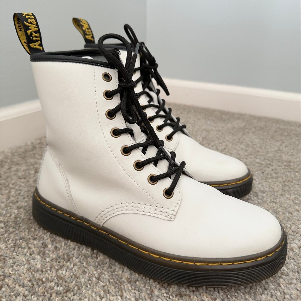 Dr. Martens Zavala White Combat Boots Women’s - Size 7